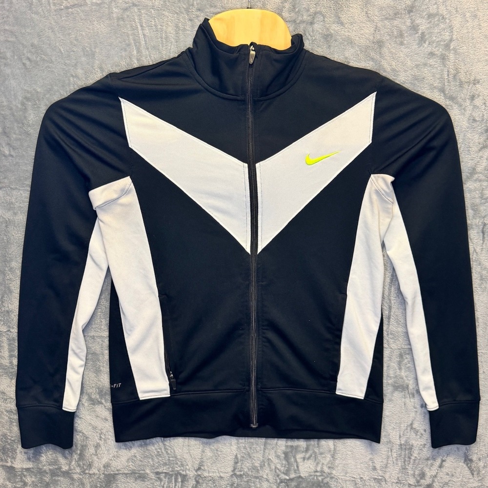 2143 | Nike Dri-Fit Chevron Colorblock Track Jacket Black White Small